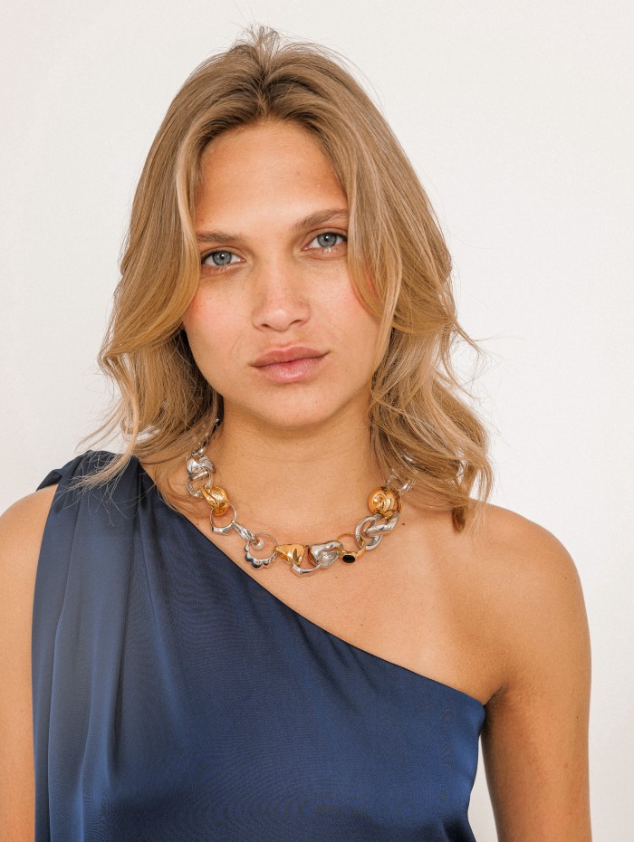 Collier anneaux entrelacés bicolore - Venus - Vivynrosa
