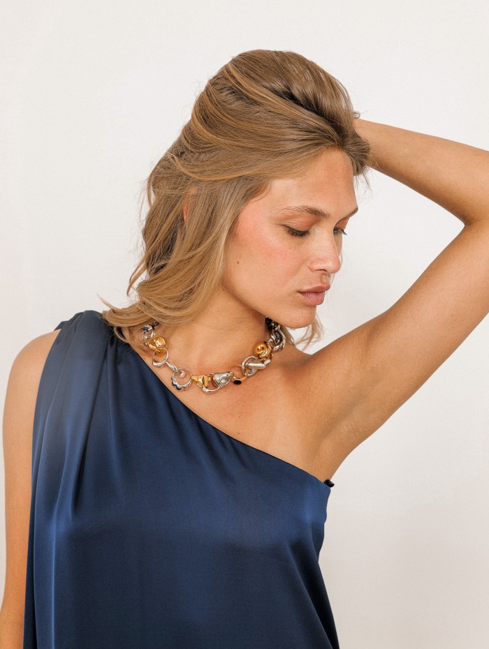 Collier anneaux entrelacés bicolore - Venus - Vivynrosa