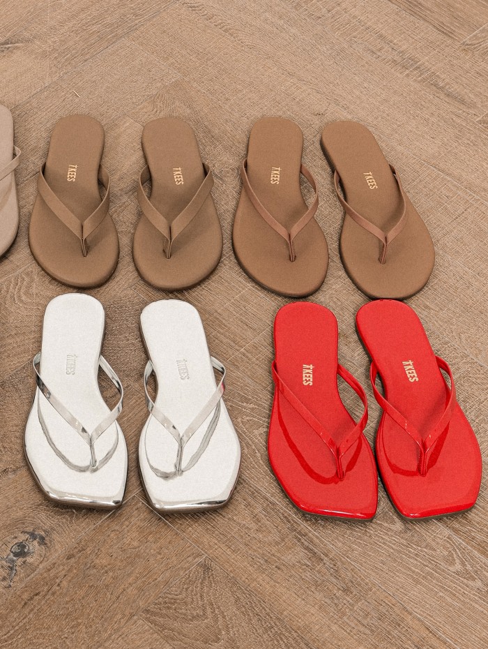 Tongs rouges vernies - Square toe lilly - Tkees