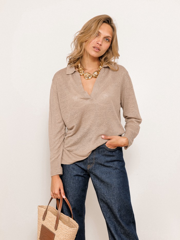 Polo beige - Lin - Majestic Filatures