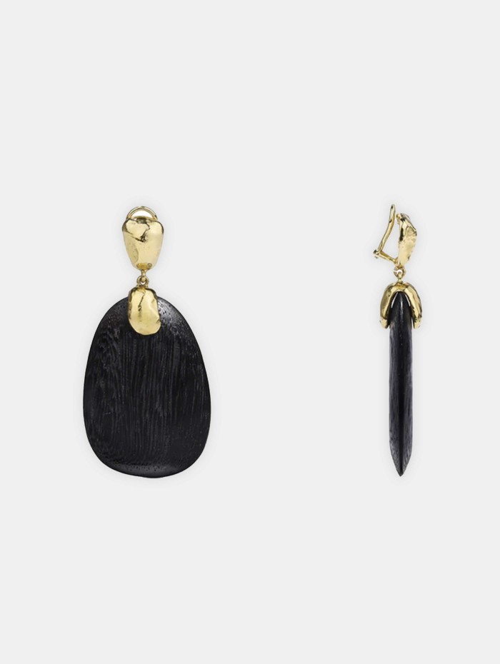Boucles d'oreilles grand modèle - Bois solstice - Goosens Paris
