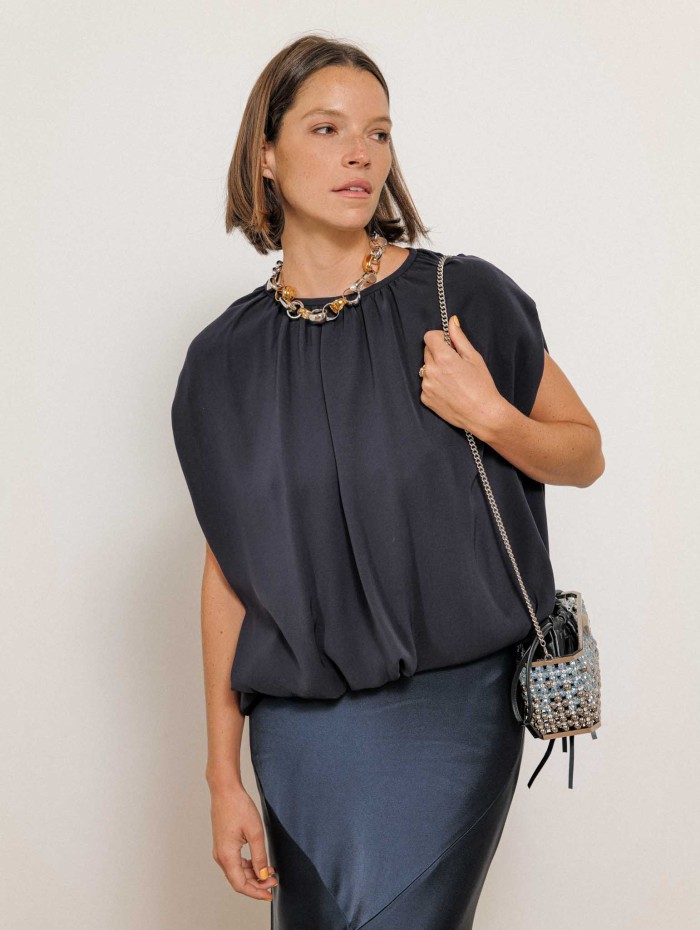 Sac crystal silver et bleu - Amelia brass - Palera Milano