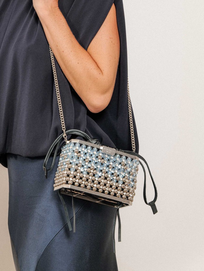 Sac crystal silver et bleu - Amelia brass - Palera Milano