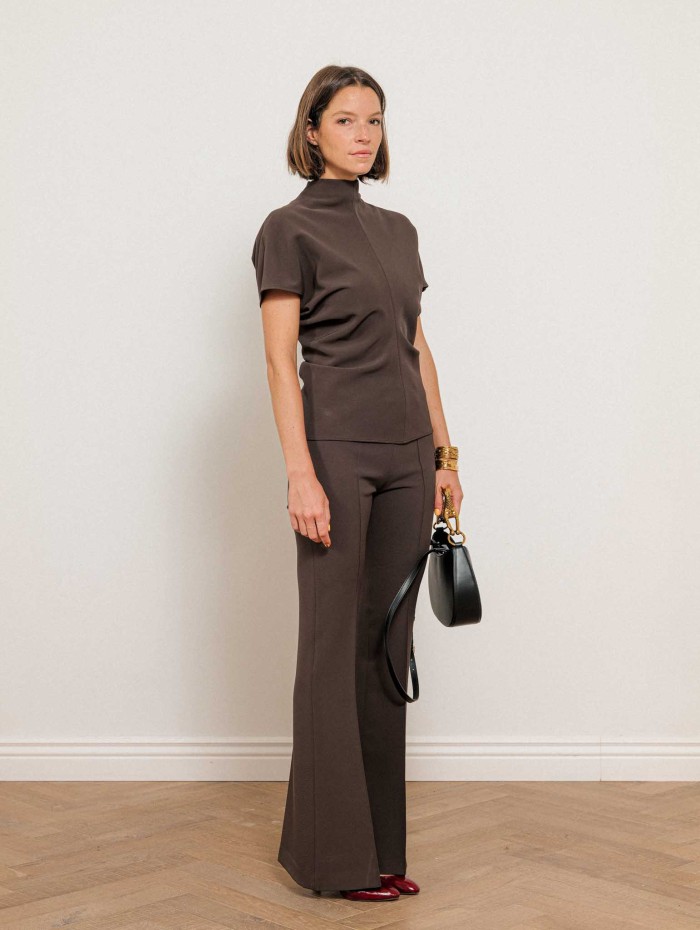 Pantalon évasé marron - Livia - 26 Avenue