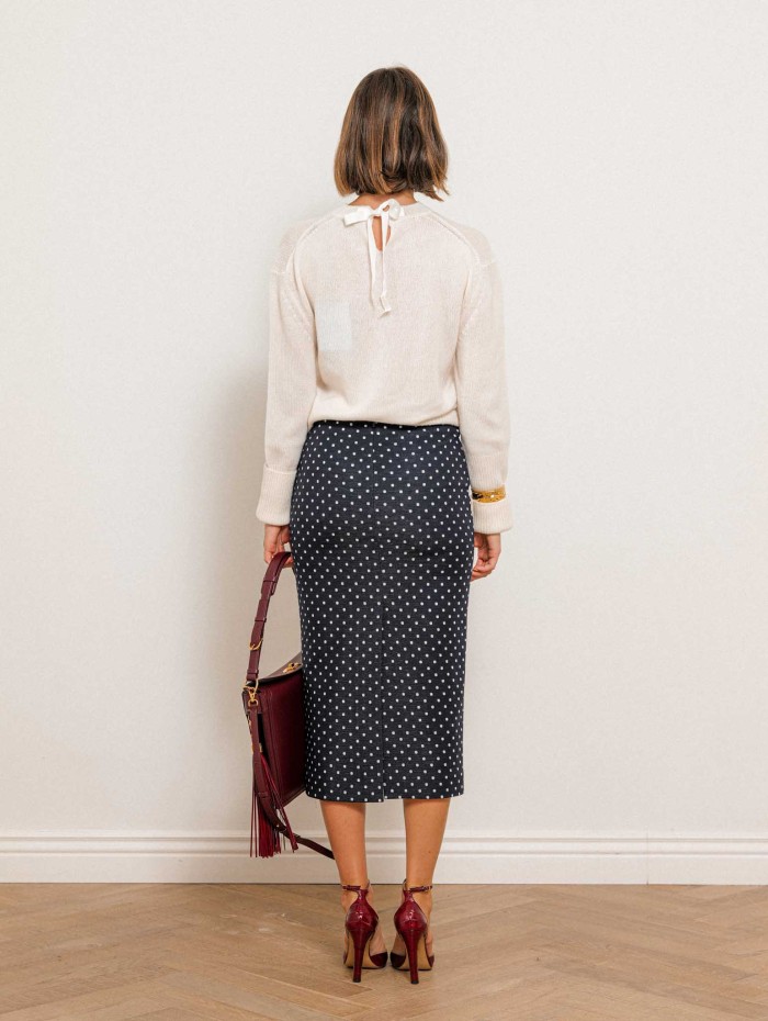 Jupe midi en jersey à pois navy - Adati - Max mara