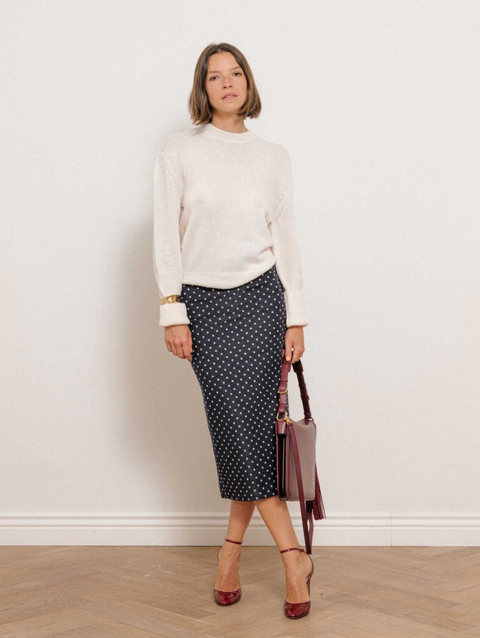 Jupe midi en jersey à pois navy - Adati - Max mara