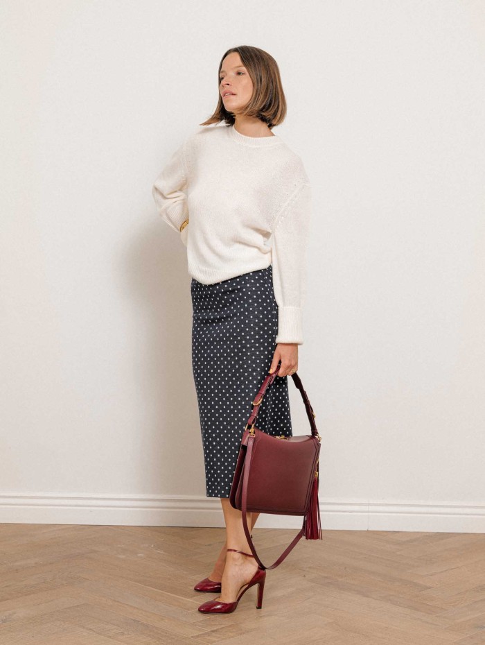 Jupe midi en jersey à pois navy - Adati - Max mara