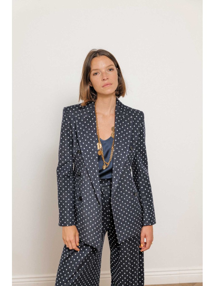 Blazer en jersey à pois navy - Valvola - Max mara