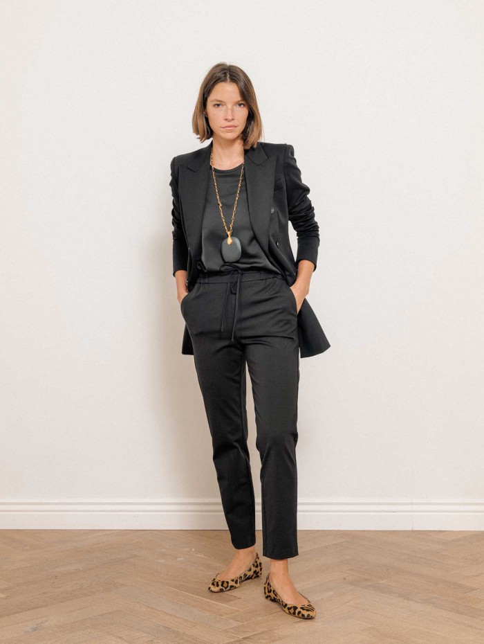 Pantalon en maille Milano stretch noir - Paola - 26 Avenue