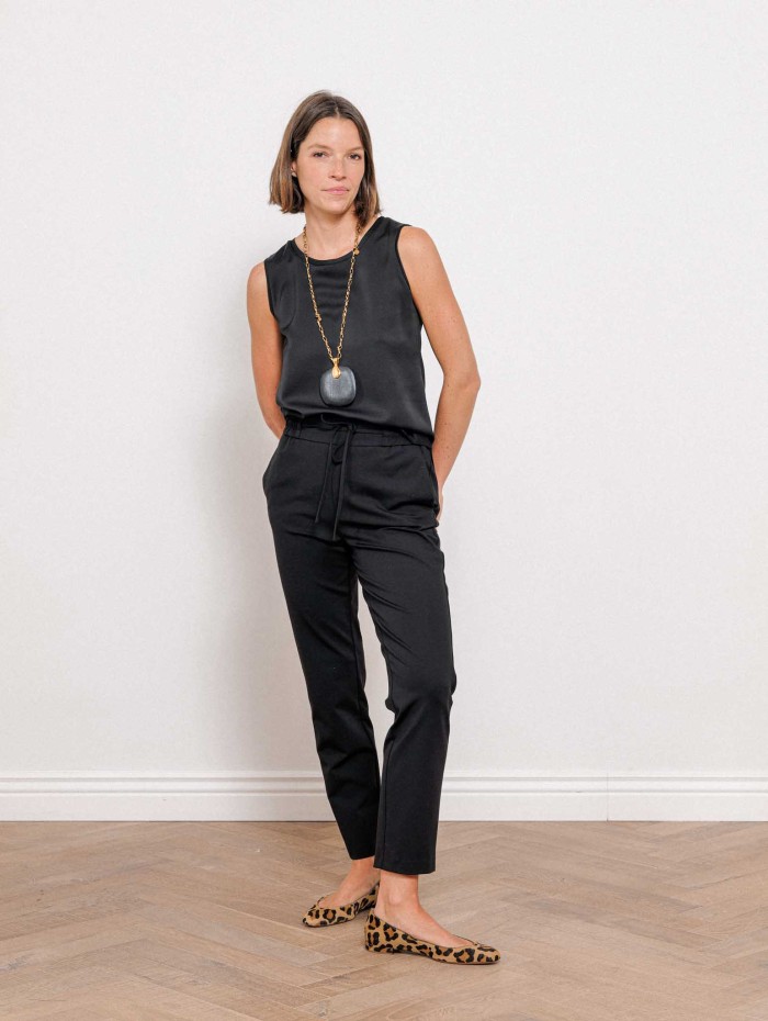 Pantalon en maille Milano stretch noir - Paola - 26 Avenue