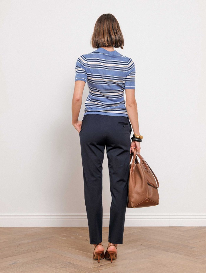 Pantalon en maille Milano stretch navy - Paola - 26 Avenue