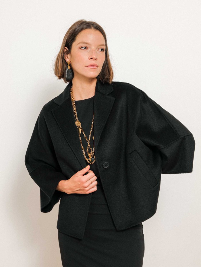 Paletot noir en laine et cachemire - Quorum - Max Mara