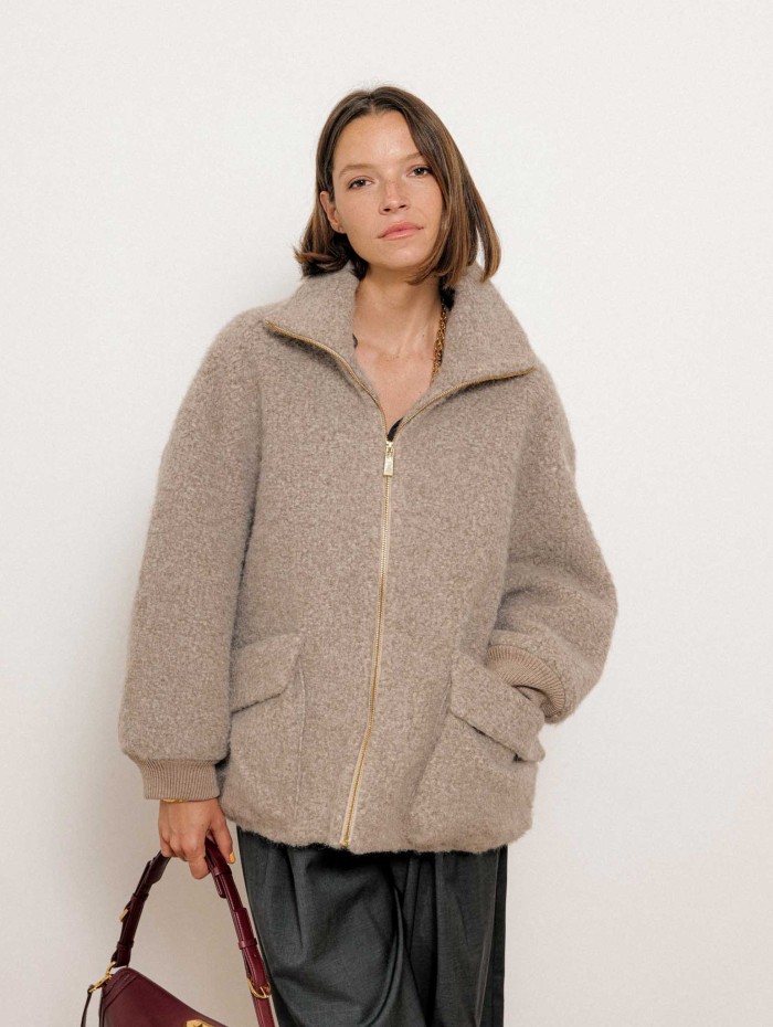 Veste zippée en laine et cachemire - Moka - Max et moi