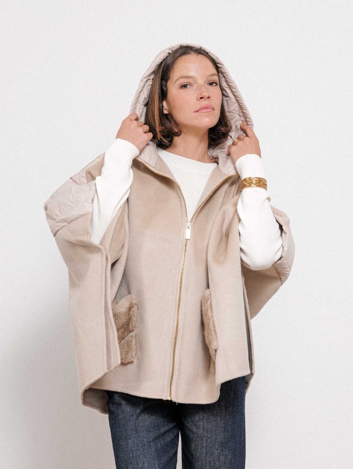 Cape en laine et cachemire - Beige - Max et moi