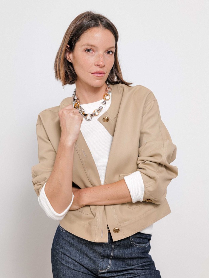 Veste beige en coton à boutons dorés - Mstkiwi - Max Mara