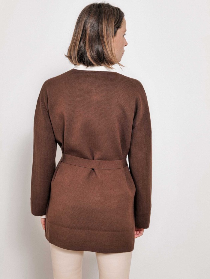 Veste longue marron avec ceinture - Mstoro - Max Mara
