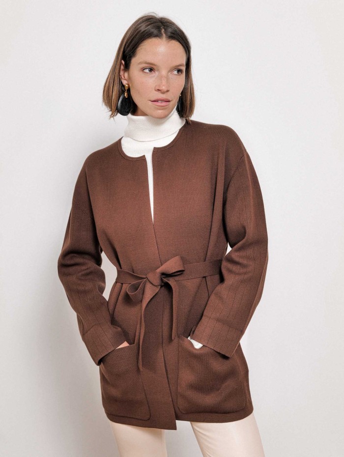 Veste longue marron avec ceinture - Mstoro - Max Mara