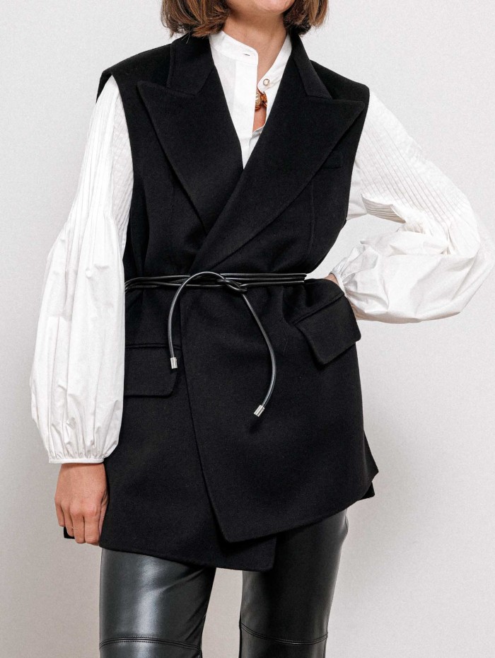 Blazer sans manches en laine vierge - Noir - Spxrapido