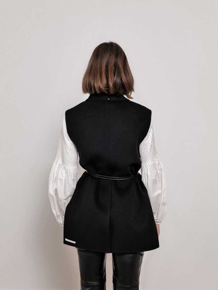 Blazer sans manches en laine vierge - Noir - Spxrapido