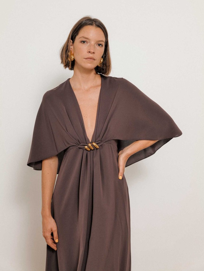 Robe évasée à cape et décolleté V - Msepanno - Max Mara