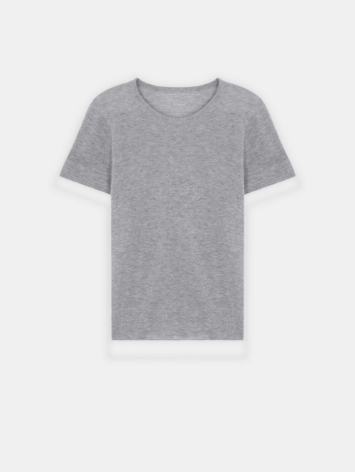 T-shirt à manches courtes en cachemire - Gris chiné - Majestic Filatures