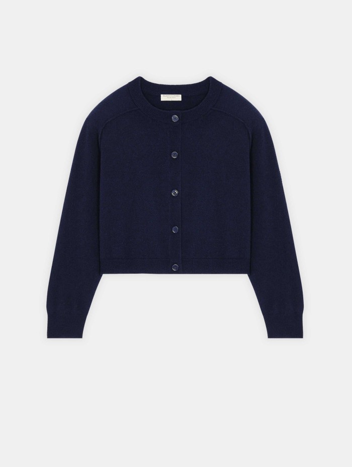 Cardigan court en cachemire - Bleu marine - Majestic Filatures