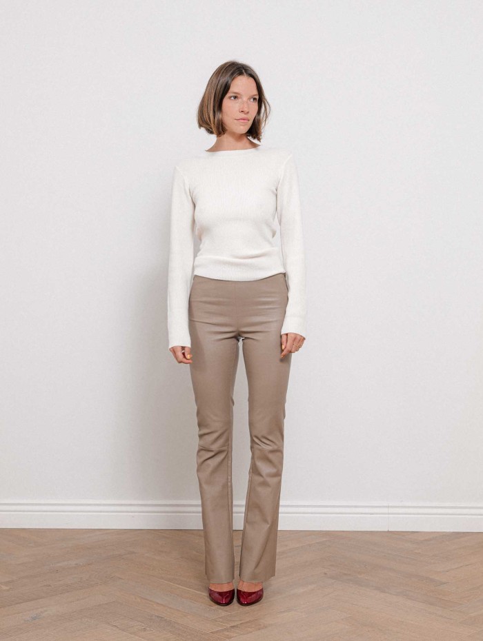 Legging évasé en cuir moka - Beyina - Max et moi