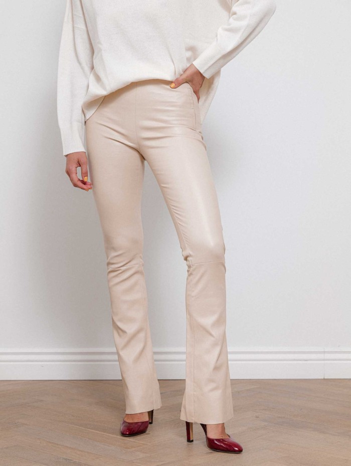 Legging en cuir évasé beige - Max et Moi - Beyina