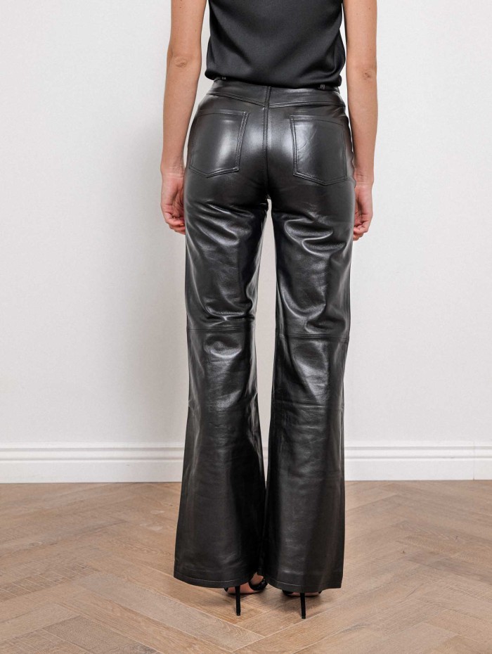 Pantalon évasé en cuir noir - Beau - Max et Moi