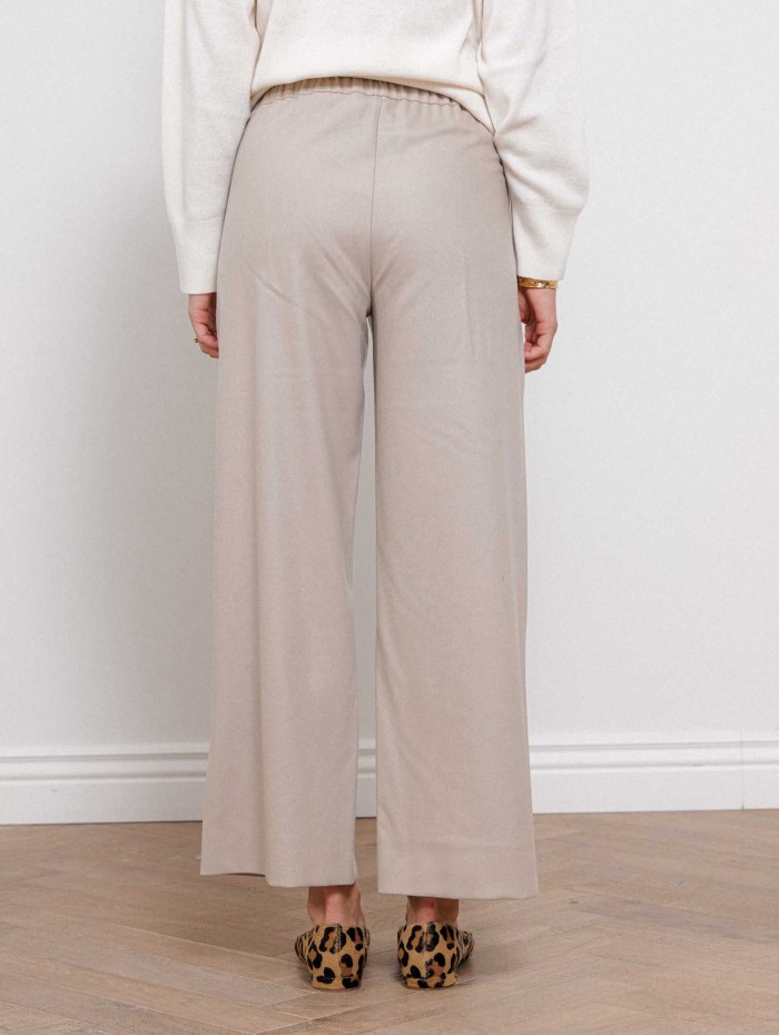 Pantalon fluide beige en laine vierge - Smmfloria - Max Mara