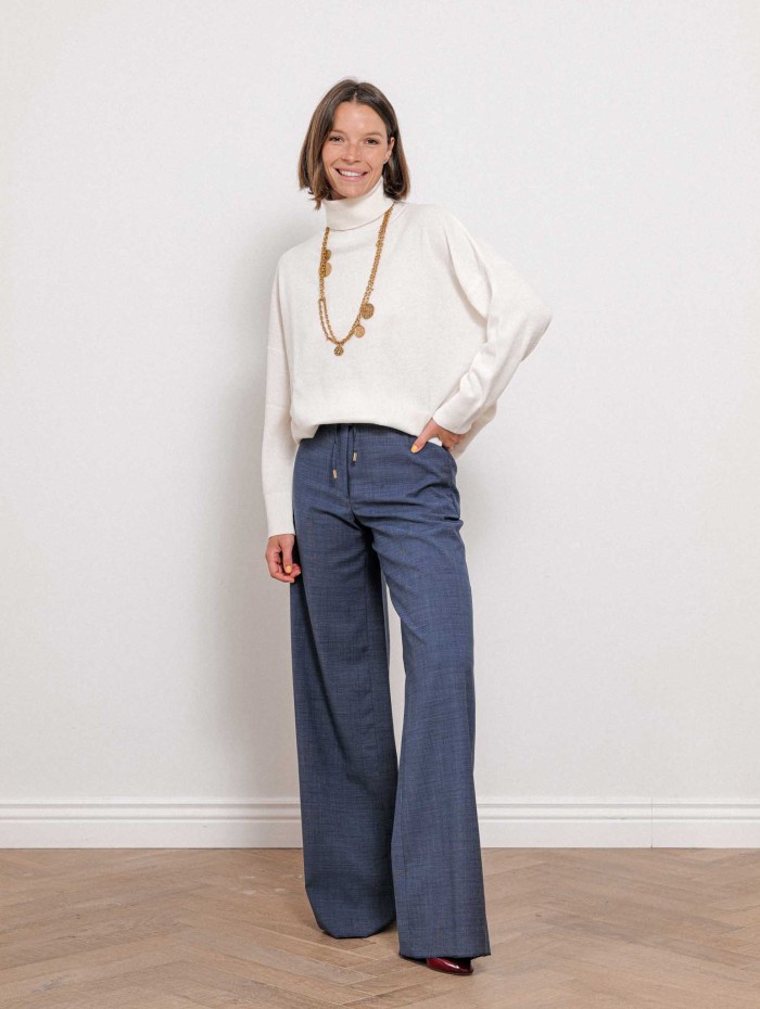 Pantalon fluide bleu en laine vierge - Mstmagma - Max mara