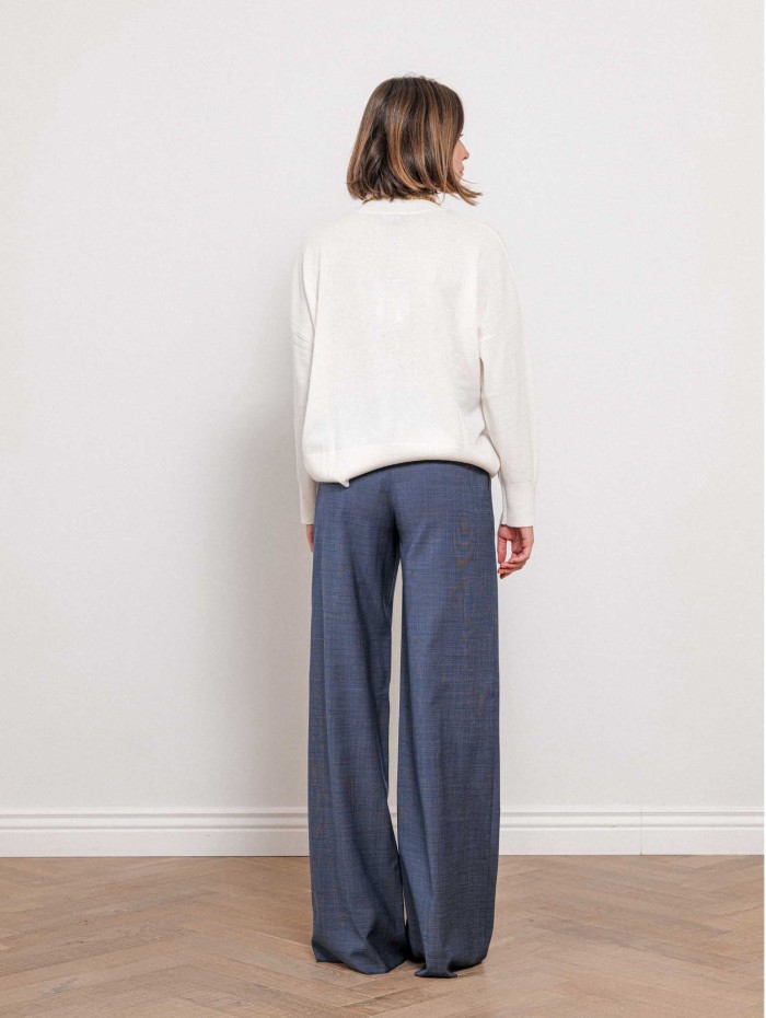 Pantalon fluide bleu en laine vierge - Mstmagma - Max mara
