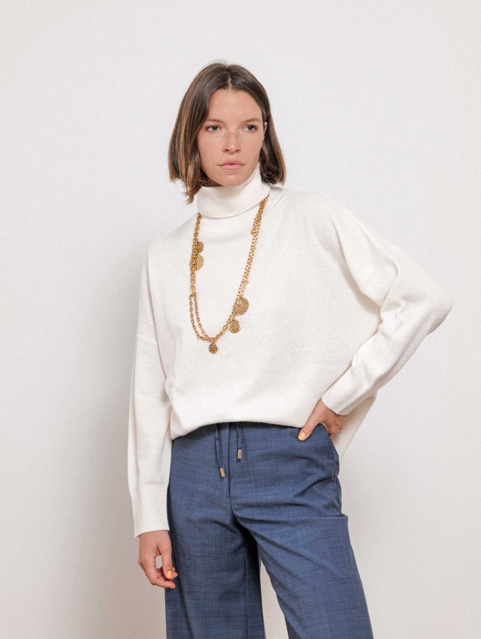 Pantalon fluide bleu en laine vierge - Mstmagma - Max mara
