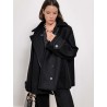 Manteau court noir en laine et cachemire | Lanvin