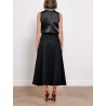 Jupe noire à franges en laine et cachemire | Lanvin