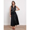 Jupe noire à franges en laine et cachemire | Lanvin