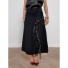 Jupe noire à franges en laine et cachemire | Lanvin