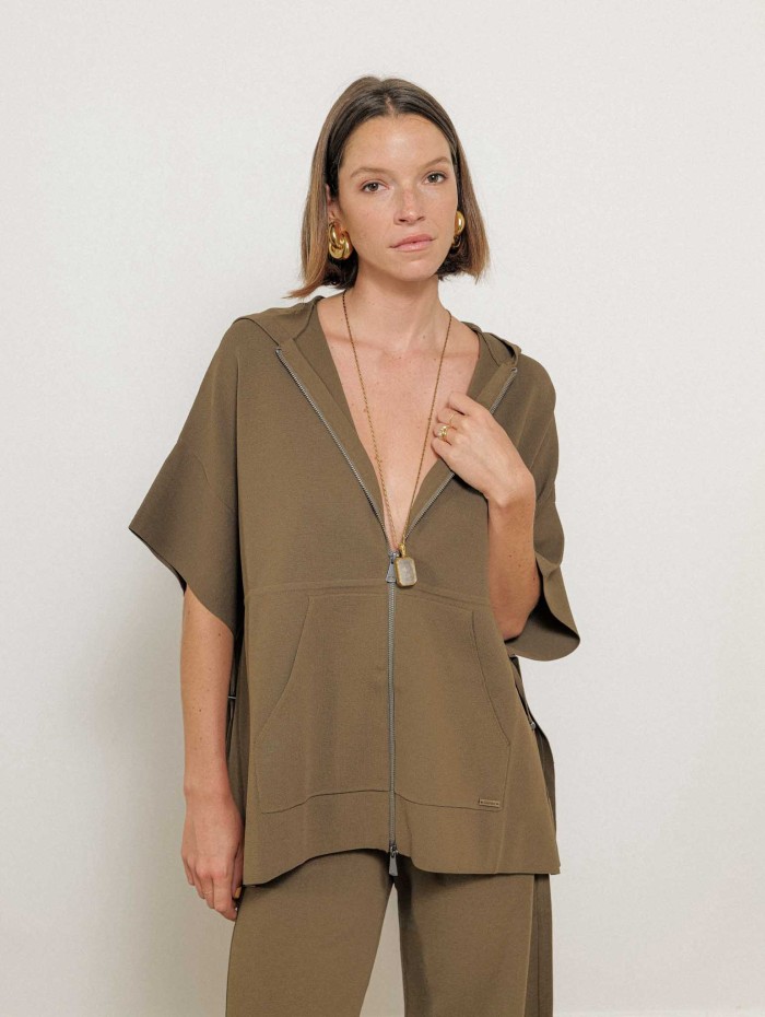 Gilet à capuche oversize kaki - Mxmelogio - Max Mara