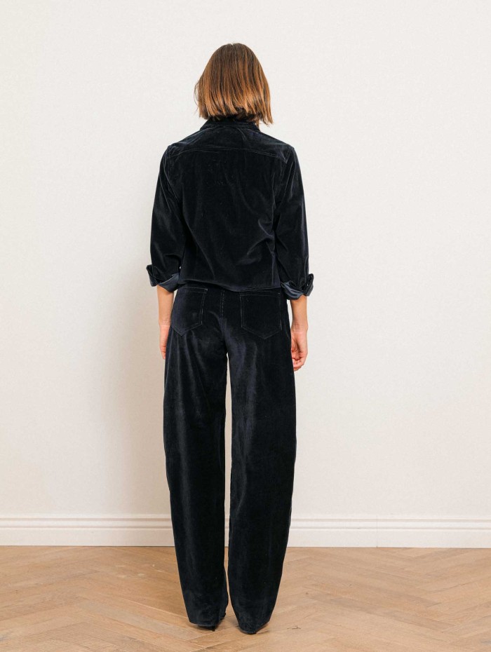 Pantalon en velours bleu marine - Mstfragola - Max Mara