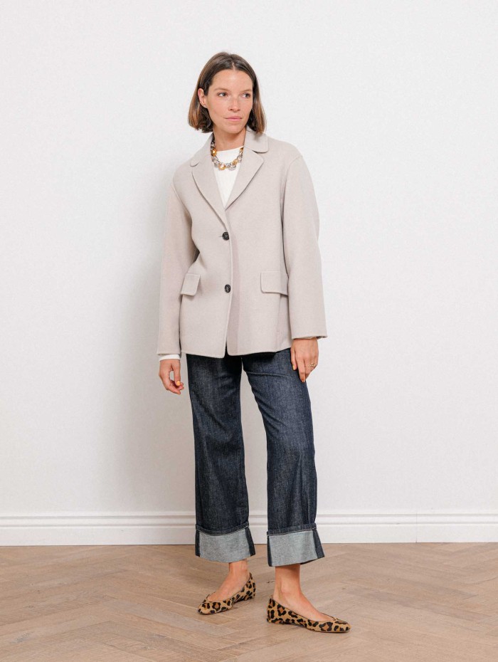 Veste blazer greige en laine vierge Elfi | Max Mara