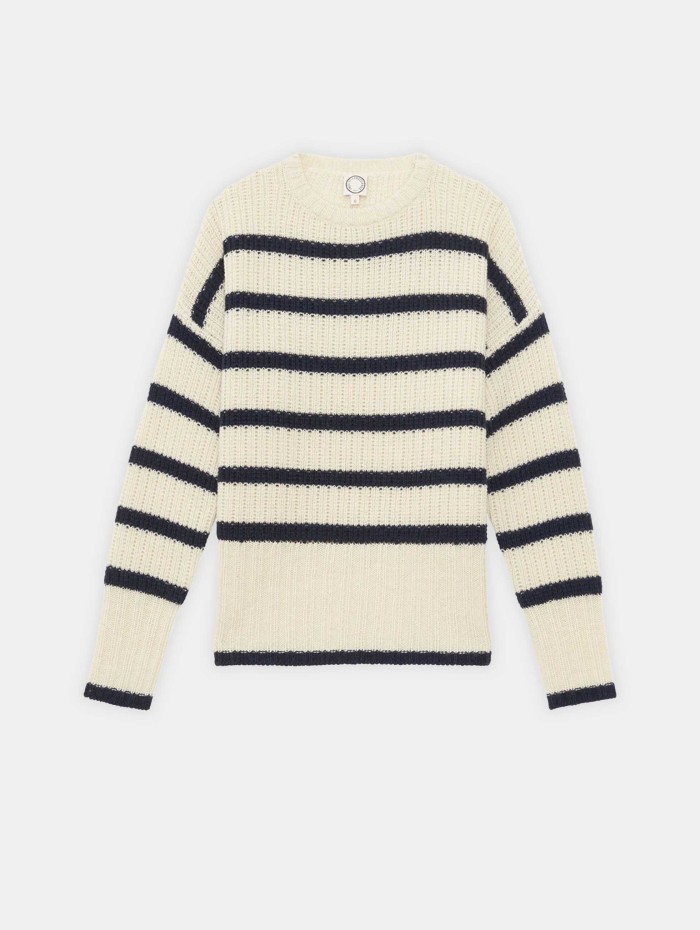 Pull rayé en laine Mérinos à coupe large - Maelia - Ines de la Fressange