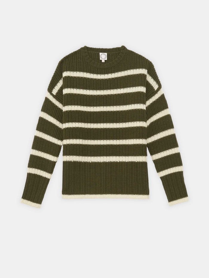 Pull rayé en laine Mérinos à coupe large - Maelia - Ines de la Fressange