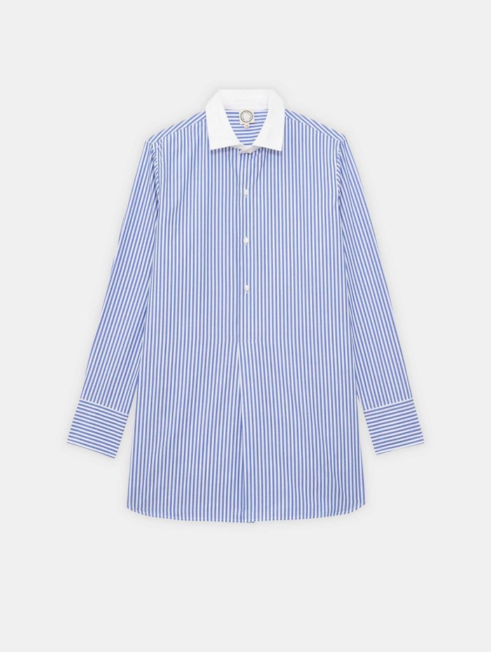 Chemise rayée bleue en coton à coupe large - Blair - Ines de la Fressange