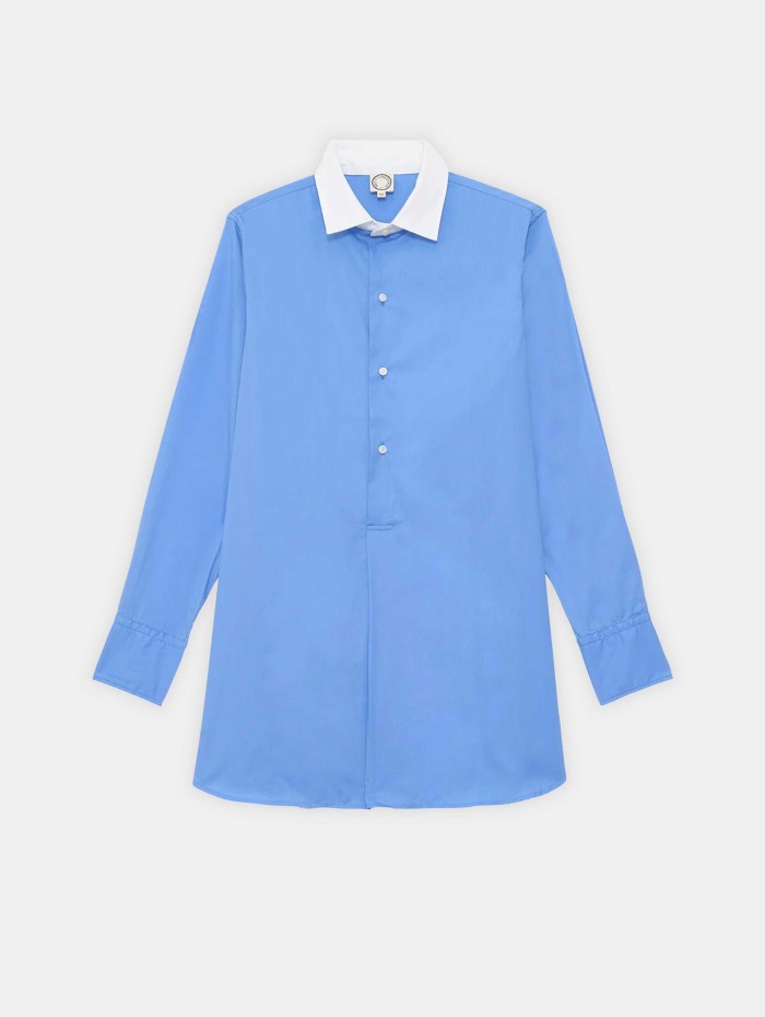 Chemise longue bleue en coton à coupe large - Blair - Ines de la Fressange