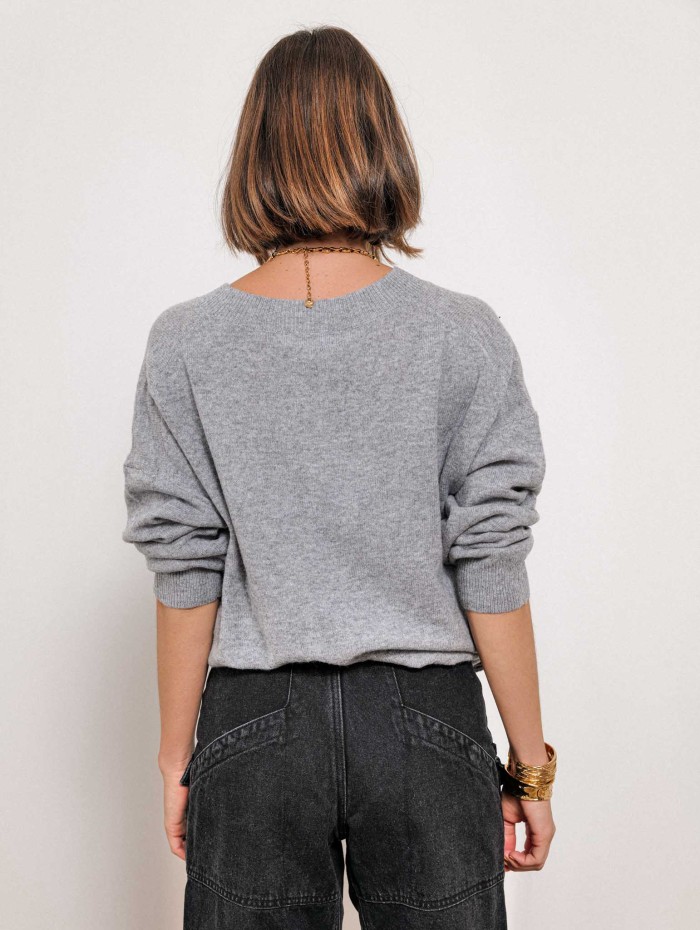 Pull col v en cachemire - Gris - Max et moi