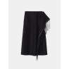 Jupe noire à franges en laine et cachemire | Lanvin