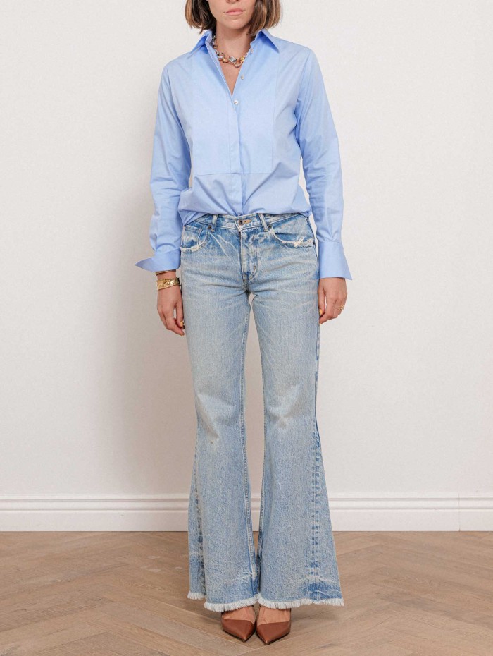 Jean low rise straight flare - Kushiro - Boro denim