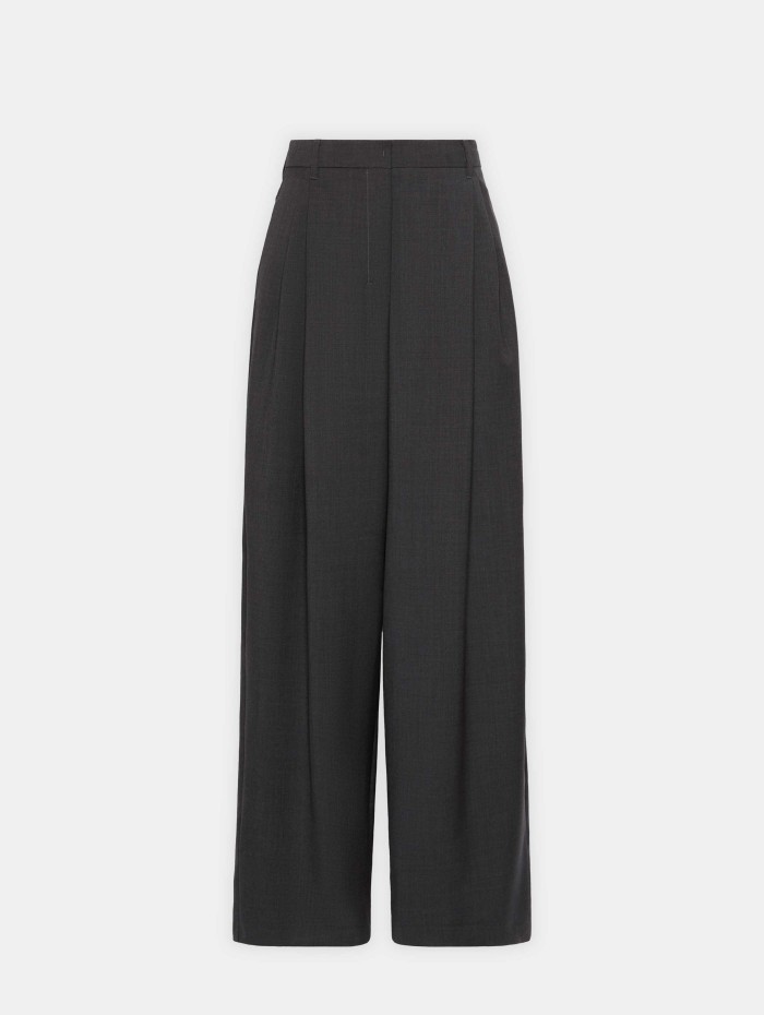 Pantalon palazzo gris en laine vierge - Taro - Max Mara