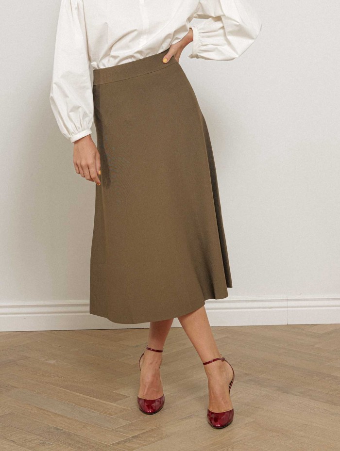 Jupe midi évasée kaki - Fuggito - Max Mara
