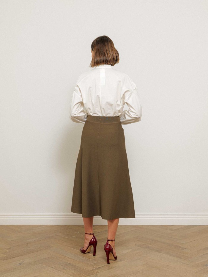 Jupe midi évasée kaki - Fuggito - Max Mara
